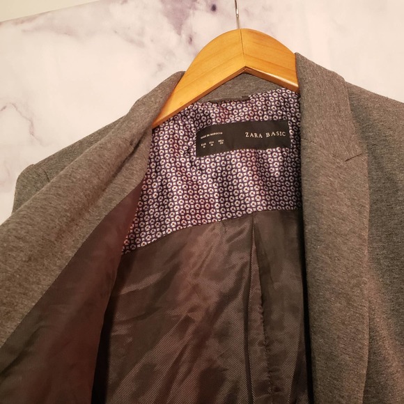 ZARA BASIC women tailored gray blazer coat - Picture 9 of 9